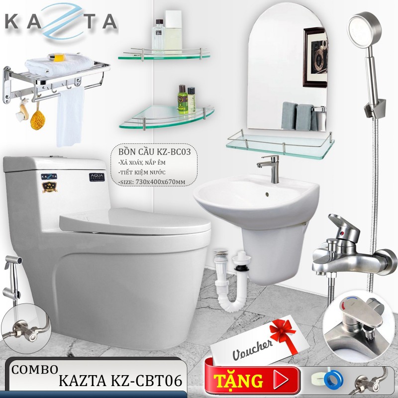Combo thiết bị nhà tắm cao cấp Kazta KZ-CBT06 11 món