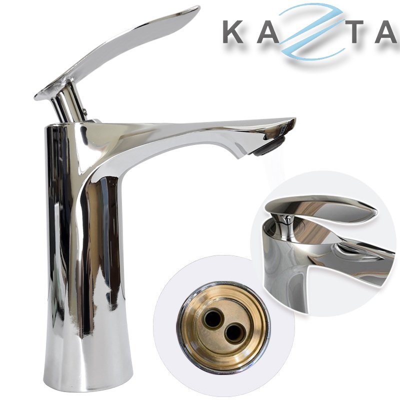 Vòi lavabo nóng lạnh Kazta KZ-LTK96H thân tròn đồng thau