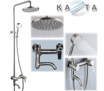 Bộ sen cây tắm nóng lạnh Kazta KZ-SC02TD inox bát tròn tăng áp