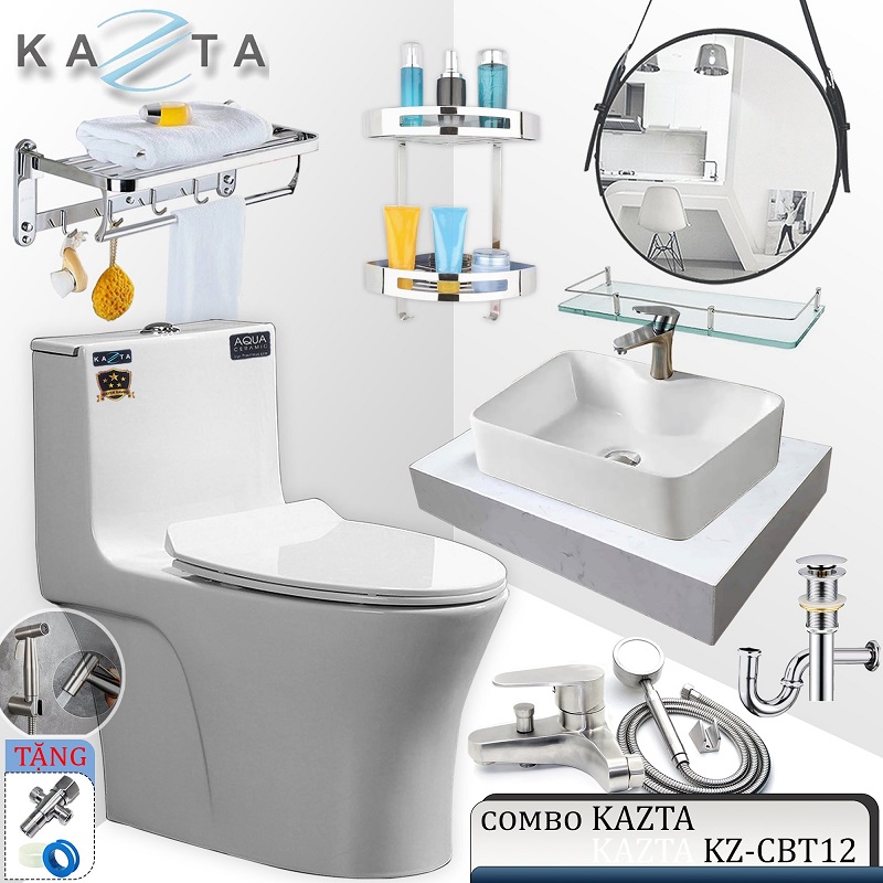 Combo thiết bị nhà tắm cao cấp Kazta KZ-CBT12 8 món
