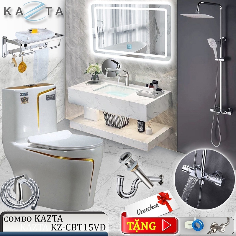 Combo thiết bị nhà tắm cao cấp Kazta KZ-CBT15VĐ 9 món