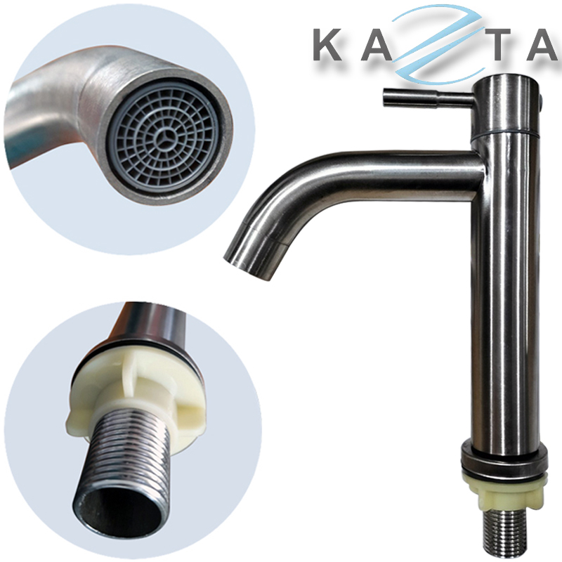 Vòi lavabo lạnh Kazta KZ-LDC01 đầu cong inox