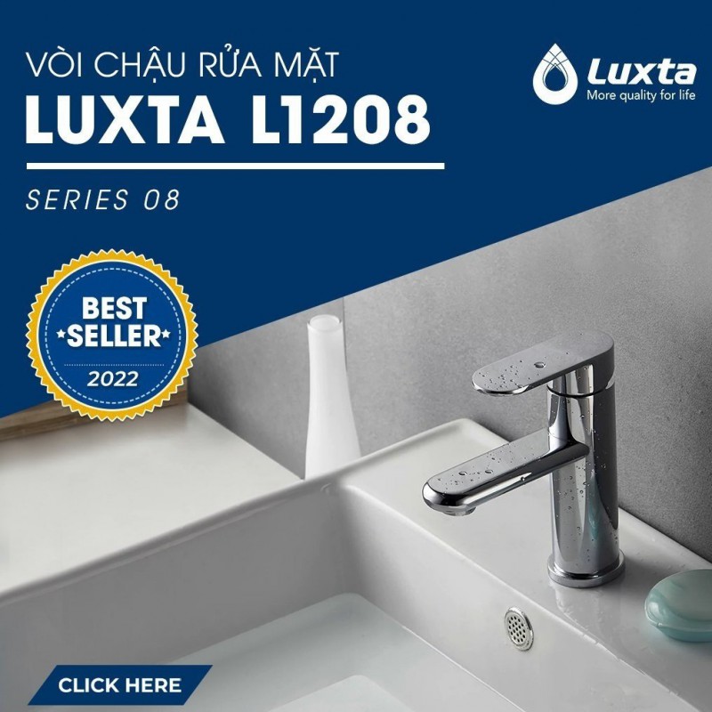 Vòi lavabo nóng lạnh Luxta L1208 thân tròn
