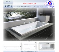 Bồn tắm nằm Việt Mỹ V1775 acrylic không chân yếm