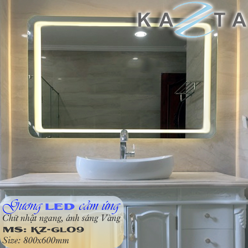 Gương đèn LED cảm ứng GL09 chữ nhật 800x600