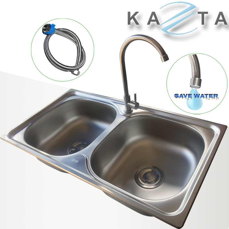 Bộ chậu rửa bát Kazta KZ-CB7843L kèm vòi lạnh