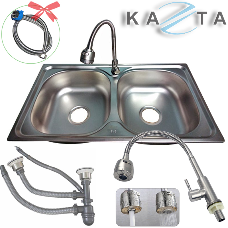 Bộ chậu rửa bát Kazta KZ-CB7843LX kèm inox uốn dẻo