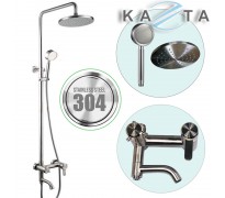 Bộ sen cây tắm nóng lạnh Kazta KZ-SC02TD inox 304 bát tròn tăng áp