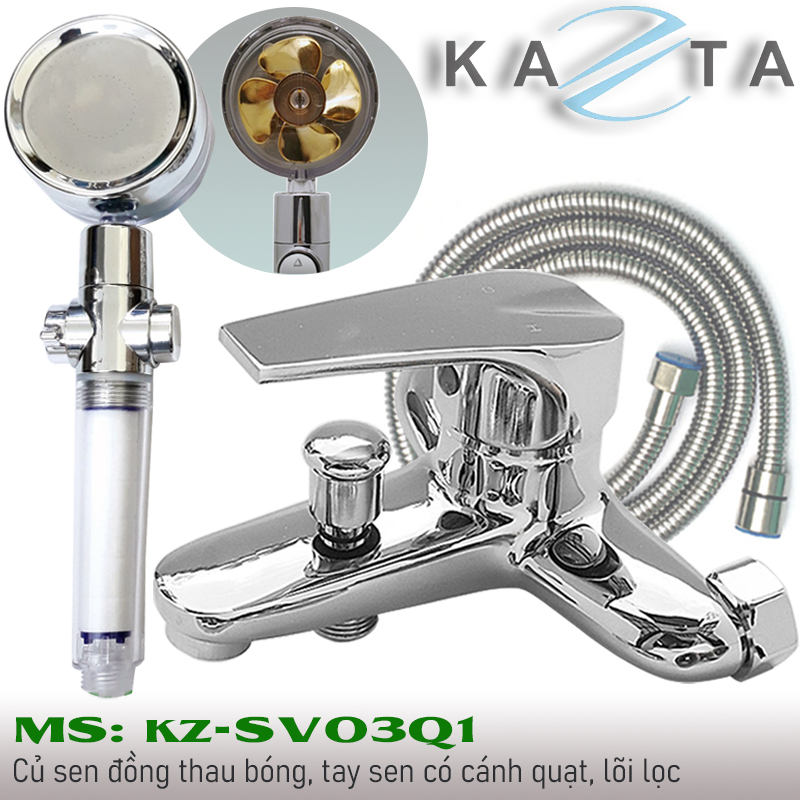 Vòi sen tắm nóng lạnh Kazta KZ-SV03Q1 có cánh quạt và lõi lọc