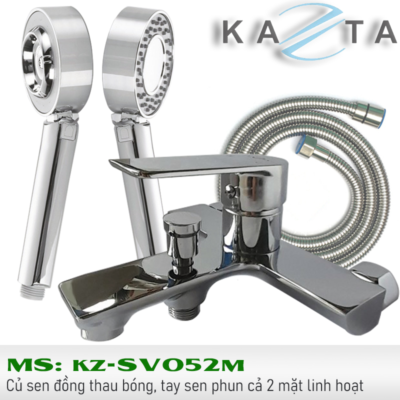 Vòi sen tắm nóng lạnh Kazta KZ-SV052M tay sen phun cả 2 mặt