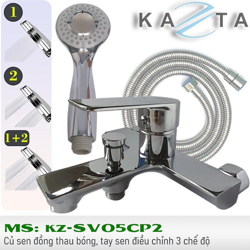 Vòi sen tắm nóng lạnh Kazta KZ-SV05CP2 điều chỉnh 3 chế độ