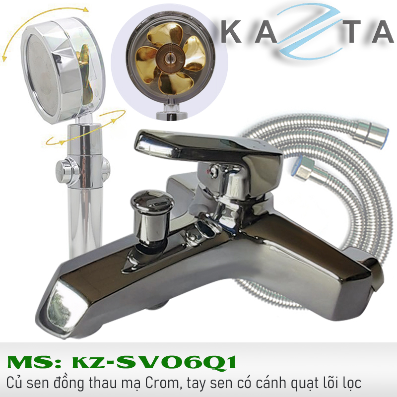 Vòi sen tắm nóng lạnh Kazta KZ-SV06Q1 có cánh quạt lõi lọc