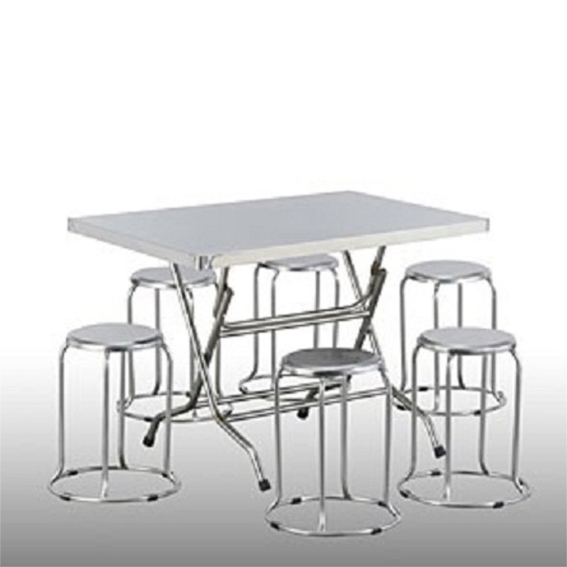 Bộ bàn inox hình chữ nhật 6 ghế Hwata BCN1-GD04 60x100 cm
