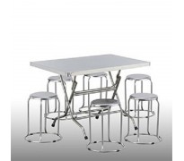 Bộ bàn inox hình chữ nhật 6 ghế Hwata BCN2-GD04 70x110 cm