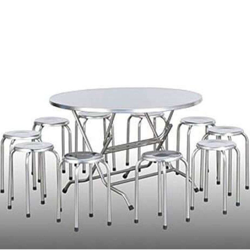 Bộ bàn inox hình tròn 6 ghế Hwata BT10-GD02 1.0m
