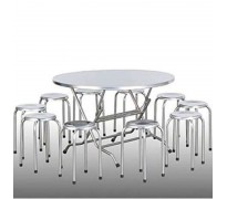 Bộ bàn inox hình tròn 6 ghế Hwata BT12-GD02 1.15m